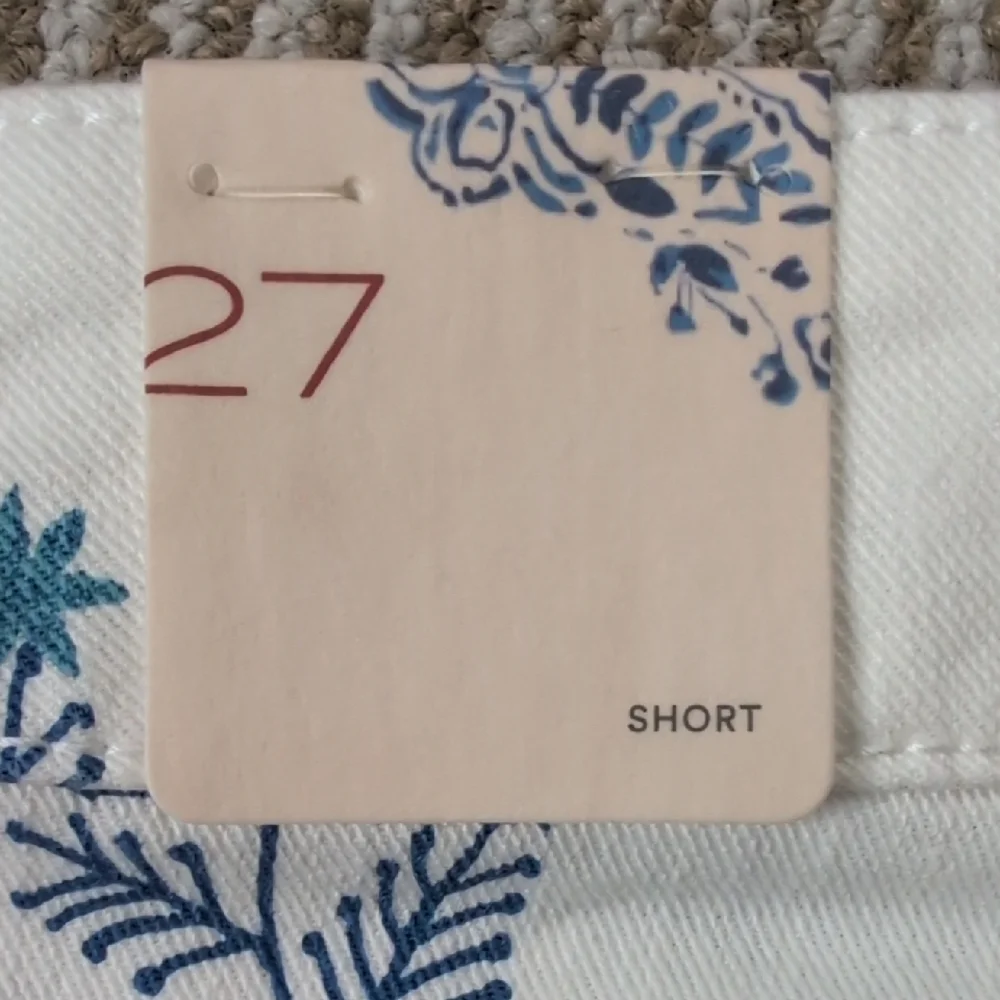 New Pilcro Anthroplogie White Blue Floral Denim High-Waist Button Fly Shorts 27 - Picture 4 of 6